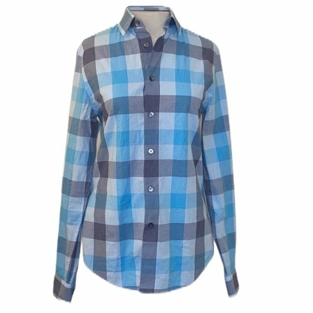 Express fitted button down XS blue/white/navy